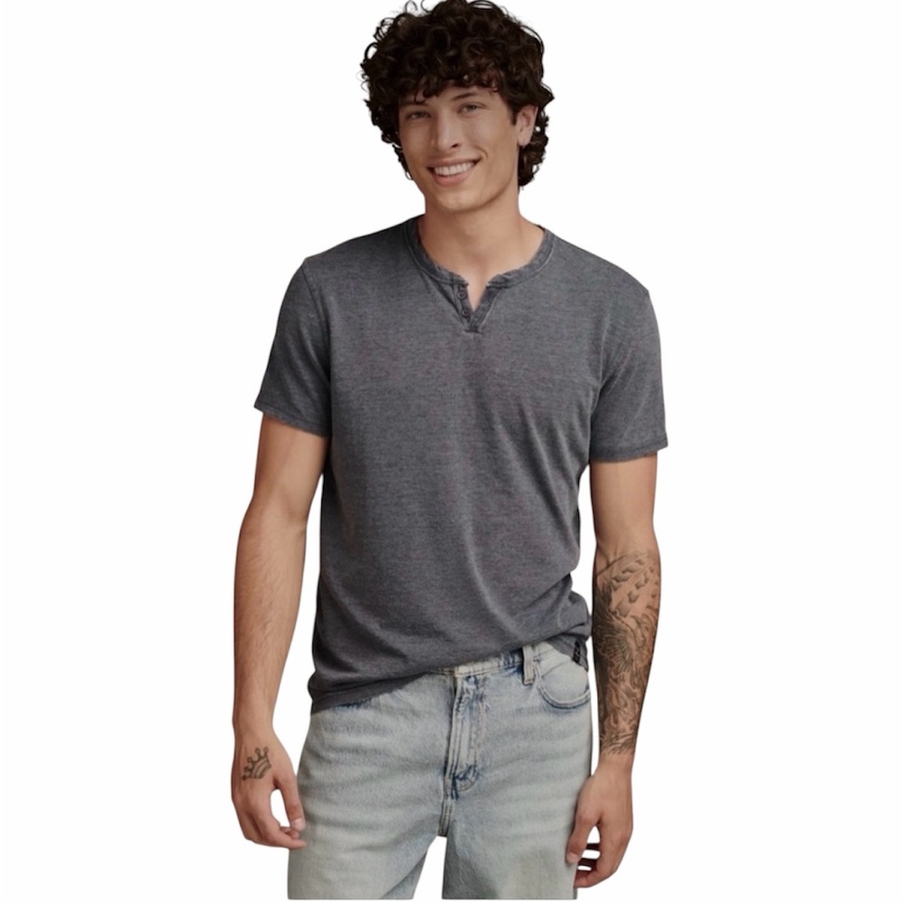 Lucky Brand Venice Burnout Charcoal Grey Short Sleeve